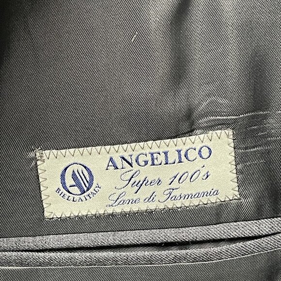 Pronto Uomo Mens Gray Wool Suit Jacket 48L Made In Italy Super 100s Angelico - Picture 3 of 8